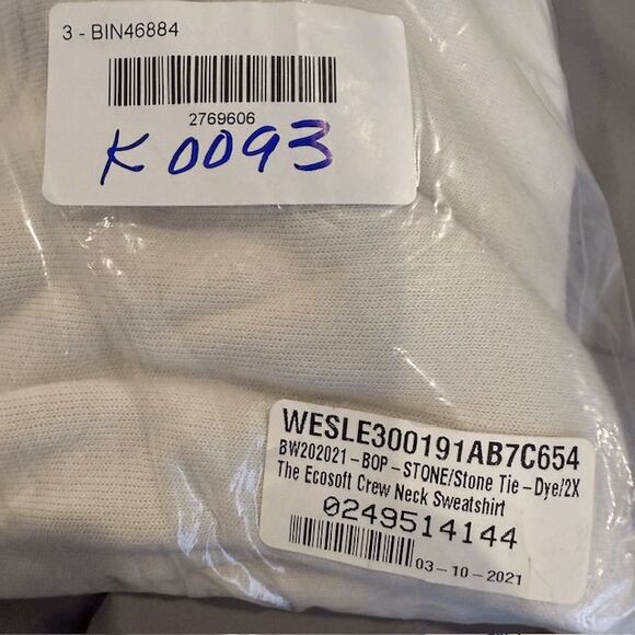 NEW! WSLY x Bandier Ecosoft classic Crewneck Sweatshirt Stone Tie Dye Size 2XL - Picture 12 of 12